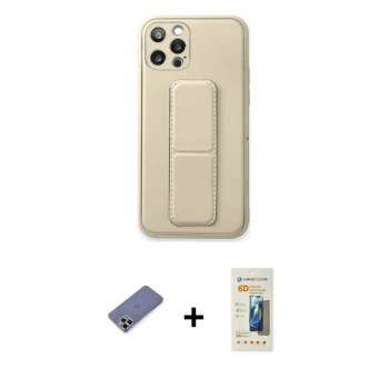 MARSİLYAN™- iPhone 12 Pro Kılıf Akış Doku - Siyah 6D Mat Seramik Hayalet Nano Ekran Koruyucu + Metal Kamera Lens Koruma Cam - GD