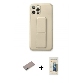 MARSİLYAN™- iPhone 12 Pro Kılıf Akış Doku - Siyah 6D Mat Seramik Hayalet Nano Ekran Koruyucu + Shine Kamera Lens Koruma Cam - SABE