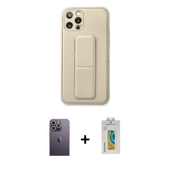 MARSİLYAN™- iPhone 12 Pro Kılıf Akış Doku - Siyah Polymer Nano Ekran Koruyucu + Neon Fosforlu Kamera Lens - BZ