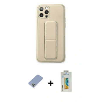 MARSİLYAN™- iPhone 12 Pro Kılıf Akış Doku - Siyah Polymer Nano Ekran Koruyucu + Metal Kamera Lens Koruma Cam - KUYL