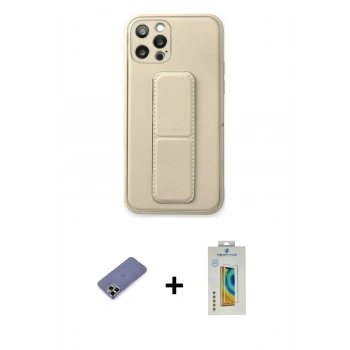 MARSİLYAN™- iPhone 12 Pro Kılıf Akış Doku - Siyah Polymer Nano Ekran Koruyucu + Metal Kamera Lens Koruma Cam - GD