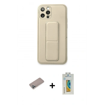MARSİLYAN™- iPhone 12 Pro Kılıf Akış Doku - Siyah Polymer Nano Ekran Koruyucu + Shine Kamera Lens Koruma Cam - SABE