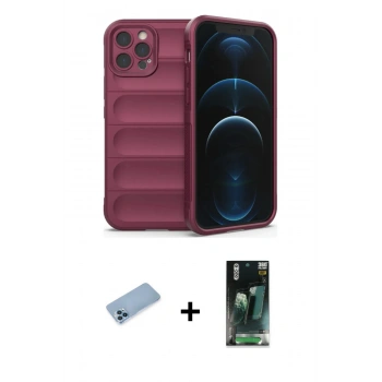 MARSİLYAN™- iPhone 12 Pro Kılıf Atlas Koleksiyonu - Şeffaf 360 Full Body Arka Koruyucu + Shine Kamera Lens Koruma Cam - MI