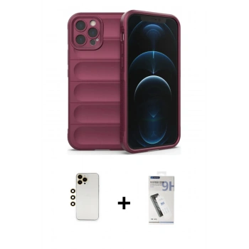 MARSİLYAN™- iPhone 12 Pro Kılıf Atlas Koleksiyonu - Şeffaf Uv Polymer Nano Ekran Koruyucu + Shine Kamera Lens - GD