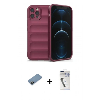 MARSİLYAN™- iPhone 12 Pro Kılıf Atlas Koleksiyonu - Şeffaf Uv Polymer Nano Ekran Koruyucu + Shine Kamera Lens Koruma Cam - GS