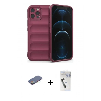 MARSİLYAN™- iPhone 12 Pro Kılıf Atlas Koleksiyonu - Şeffaf Uv Polymer Nano Ekran Koruyucu + Renkli Kamera Lens Koruma Cam - MI