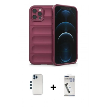 MARSİLYAN™- iPhone 12 Pro Kılıf Atlas Koleksiyonu - Şeffaf Uv Polymer Nano Ekran Koruyucu + Shine Kamera Lens - MI