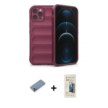 MARSİLYAN™- iPhone 12 Pro Kılıf Atlas Koleksiyonu - Siyah 6D Mat Seramik Hayalet Nano Ekran Koruyucu + Shine Kamera Lens Koruma Cam - PE