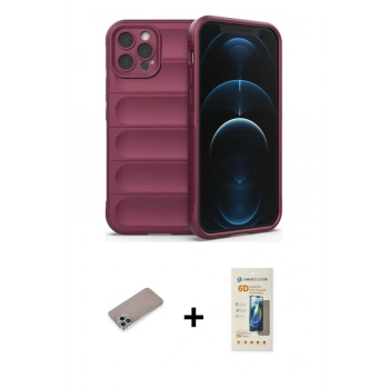 MARSİLYAN™- iPhone 12 Pro Kılıf Atlas Koleksiyonu - Siyah 6D Mat Seramik Hayalet Nano Ekran Koruyucu + Shine Kamera Lens Koruma Cam - SABE