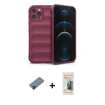 MARSİLYAN™- iPhone 12 Pro Kılıf Atlas Koleksiyonu - Siyah 6D Mat Seramik Hayalet Nano Ekran Koruyucu + Shine Kamera Lens Koruma Cam - SH