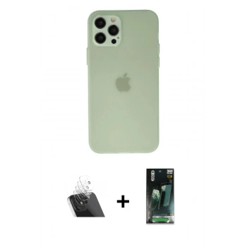 MARSİLYAN™- iPhone 12 Pro Kılıf Atlas Minimal Prime - Şeffaf 360 Full Body Arka Koruyucu + Kamera Lens Koruma Cam - SF