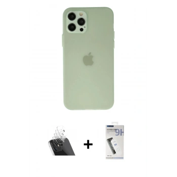 MARSİLYAN™- iPhone 12 Pro Kılıf Atlas Minimal Prime - Şeffaf Uv Polymer Nano Ekran Koruyucu + Kamera Lens Koruma Cam - SF
