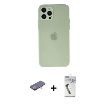 MARSİLYAN™- iPhone 12 Pro Kılıf Atlas Minimal Prime - Şeffaf Uv Polymer Nano Ekran Koruyucu + Renkli Kamera Lens Koruma Cam - TU