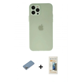 MARSİLYAN™- iPhone 12 Pro Kılıf Atlas Minimal Prime - Siyah 6D Mat Seramik Hayalet Nano Ekran Koruyucu + Shine Kamera Lens Koruma Cam - GS
