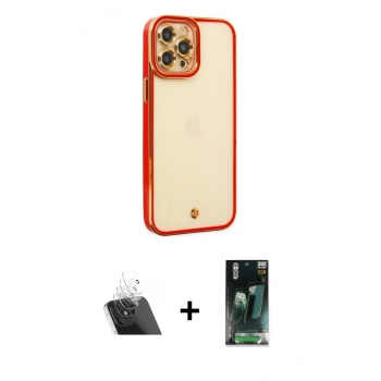 MARSİLYAN™- iPhone 12 Pro Kılıf Çekirdek Klasik Serisi - Siyah 360 Mat Full Body Arka Koruyucu + Kamera Lens Koruma Cam - SF