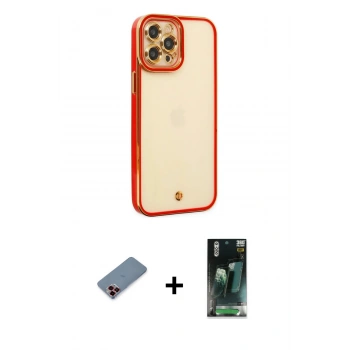 MARSİLYAN™- iPhone 12 Pro Kılıf Çekirdek Klasik Serisi - Siyah 360 Mat Full Body Arka Koruyucu + Metal Kamera Lens Koruma Cam - KI