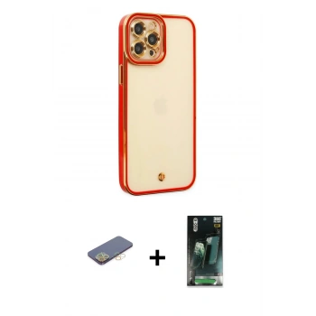 MARSİLYAN™- iPhone 12 Pro Kılıf Çekirdek Klasik Serisi - Siyah 360 Mat Full Body Arka Koruyucu + Renkli Kamera Lens Koruma Cam - SI