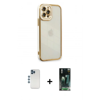 MARSİLYAN™- iPhone 12 Pro Kılıf Çekirdek Klasik Serisi - Siyah 360 Mat Full Body Arka Koruyucu + Shine Kamera Lens - MI