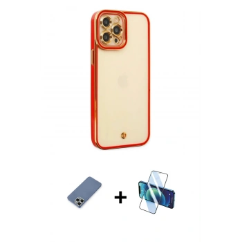 MARSİLYAN™- iPhone 12 Pro Kılıf Çekirdek Klasik Serisi - Siyah 3D Antistatik Seramik Nano Ekran Koruyucu + Metal Kamera Lens Koruma Cam - AKYL