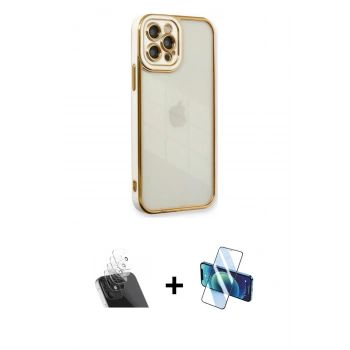 MARSİLYAN™- iPhone 12 Pro Kılıf Çekirdek Klasik Serisi - Siyah 3D Antistatik Seramik Nano Ekran Koruyucu + Kamera Lens Koruma Cam - SF