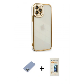 MARSİLYAN™- iPhone 12 Pro Kılıf Çekirdek Klasik Serisi - Siyah 6D Mat Seramik Hayalet Nano Ekran Koruyucu + Metal Kamera Lens Koruma Cam - KUYL