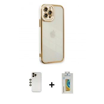 MARSİLYAN™- iPhone 12 Pro Kılıf Çekirdek Klasik Serisi - Siyah Polymer Nano Ekran Koruyucu + Shine Kamera Lens - GD