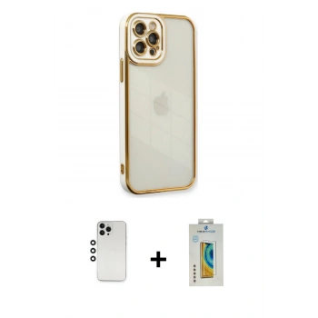 MARSİLYAN™- iPhone 12 Pro Kılıf Çekirdek Klasik Serisi - Siyah Polymer Nano Ekran Koruyucu + Shine Kamera Lens - GS