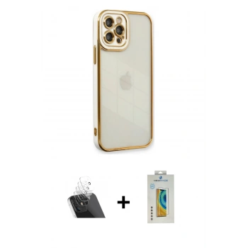 MARSİLYAN™- iPhone 12 Pro Kılıf Çekirdek Klasik Serisi - Siyah Polymer Nano Ekran Koruyucu + Kamera Lens Koruma Cam - SF