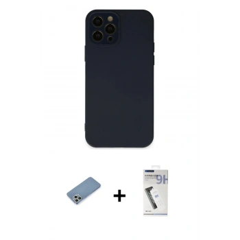 MARSİLYAN™- iPhone 12 Pro Kılıf Çekirdek Modern Serisi - Şeffaf Uv Polymer Nano Ekran Koruyucu + Shine Kamera Lens Koruma Cam - GS