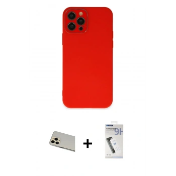 MARSİLYAN™- iPhone 12 Pro Kılıf Çekirdek Modern Serisi - Şeffaf Uv Polymer Nano Ekran Koruyucu + Rainbow Kamera Lens Koruma Cam - GD