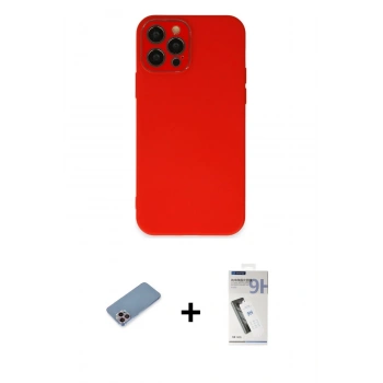 MARSİLYAN™- iPhone 12 Pro Kılıf Çekirdek Modern Serisi - Şeffaf Uv Polymer Nano Ekran Koruyucu + Shine Kamera Lens Koruma Cam - PE