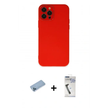 MARSİLYAN™- iPhone 12 Pro Kılıf Çekirdek Modern Serisi - Şeffaf Uv Polymer Nano Ekran Koruyucu + Shine Kamera Lens Koruma Cam - MI
