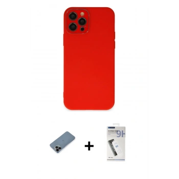 MARSİLYAN™- iPhone 12 Pro Kılıf Çekirdek Modern Serisi - Şeffaf Uv Polymer Nano Ekran Koruyucu + Shine Kamera Lens Koruma Cam - SH
