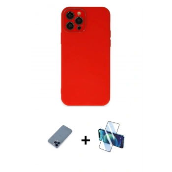 MARSİLYAN™- iPhone 12 Pro Kılıf Çekirdek Modern Serisi - Siyah 3D Antistatik Seramik Nano Ekran Koruyucu + Metal Kamera Lens Koruma Cam - MI