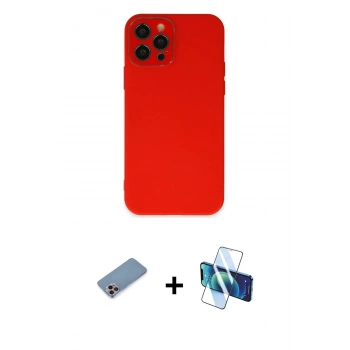 MARSİLYAN™- iPhone 12 Pro Kılıf Çekirdek Modern Serisi - Siyah 3D Antistatik Seramik Nano Ekran Koruyucu + Shine Kamera Lens Koruma Cam - PE