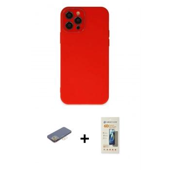 MARSİLYAN™- iPhone 12 Pro Kılıf Çekirdek Modern Serisi - Siyah 6D Mat Seramik Hayalet Nano Ekran Koruyucu + Renkli Kamera Lens Koruma Cam - SI