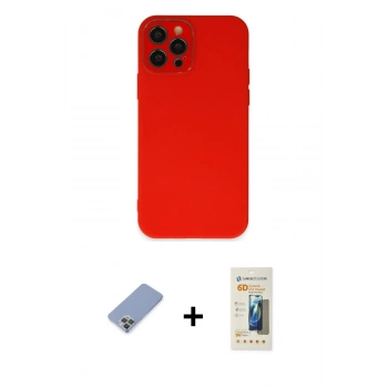 MARSİLYAN™- iPhone 12 Pro Kılıf Çekirdek Modern Serisi - Siyah 6D Mat Seramik Hayalet Nano Ekran Koruyucu + Metal Kamera Lens Koruma Cam - KUYL