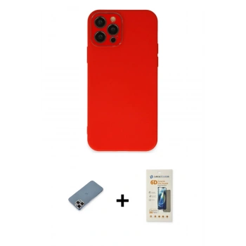 MARSİLYAN™- iPhone 12 Pro Kılıf Çekirdek Modern Serisi - Siyah 6D Mat Seramik Hayalet Nano Ekran Koruyucu + Metal Kamera Lens Koruma Cam - MR