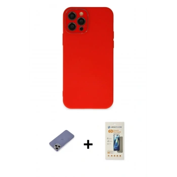 MARSİLYAN™- iPhone 12 Pro Kılıf Çekirdek Modern Serisi - Siyah 6D Mat Seramik Hayalet Nano Ekran Koruyucu + Metal Kamera Lens Koruma Cam - GD