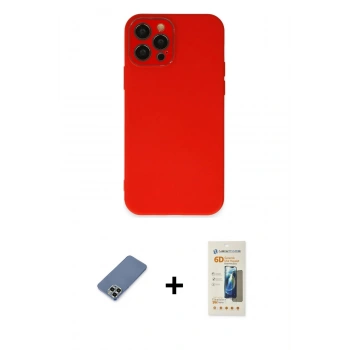 MARSİLYAN™- iPhone 12 Pro Kılıf Çekirdek Modern Serisi - Siyah 6D Mat Seramik Hayalet Nano Ekran Koruyucu + Metal Kamera Lens Koruma Cam - AKYL