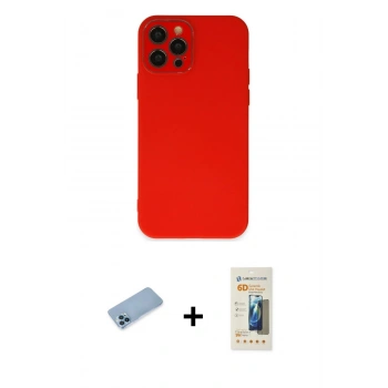 MARSİLYAN™- iPhone 12 Pro Kılıf Çekirdek Modern Serisi - Siyah 6D Mat Seramik Hayalet Nano Ekran Koruyucu + Shine Kamera Lens Koruma Cam - MI