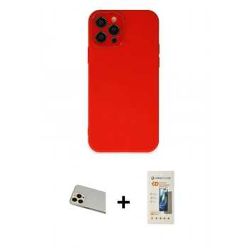 MARSİLYAN™- iPhone 12 Pro Kılıf Çekirdek Modern Serisi - Siyah 6D Mat Seramik Hayalet Nano Ekran Koruyucu + Rainbow Kamera Lens Koruma Cam - GD