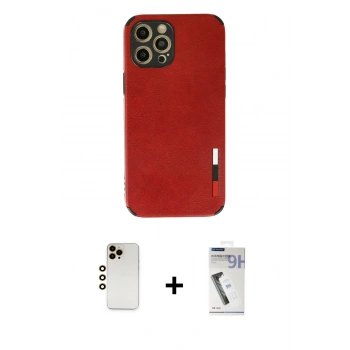 MARSİLYAN™- iPhone 12 Pro Kılıf Doruk Asil Koleksiyonu - Şeffaf Uv Polymer Nano Ekran Koruyucu + Shine Kamera Lens - GD