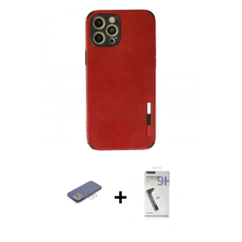 MARSİLYAN™- iPhone 12 Pro Kılıf Doruk Asil Koleksiyonu - Şeffaf Uv Polymer Nano Ekran Koruyucu + Renkli Kamera Lens Koruma Cam - MI