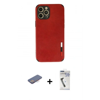 MARSİLYAN™- iPhone 12 Pro Kılıf Doruk Asil Koleksiyonu - Şeffaf Uv Polymer Nano Ekran Koruyucu + Renkli Kamera Lens Koruma Cam - PE
