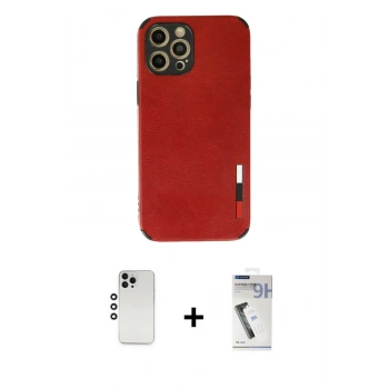 MARSİLYAN™- iPhone 12 Pro Kılıf Doruk Asil Koleksiyonu - Şeffaf Uv Polymer Nano Ekran Koruyucu + Shine Kamera Lens - GS