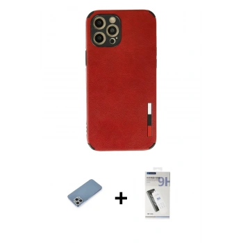 MARSİLYAN™- iPhone 12 Pro Kılıf Doruk Asil Koleksiyonu - Şeffaf Uv Polymer Nano Ekran Koruyucu + Shine Kamera Lens Koruma Cam - GS