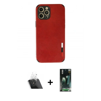 MARSİLYAN™- iPhone 12 Pro Kılıf Doruk Asil Koleksiyonu - Siyah 360 Mat Full Body Arka Koruyucu + Kamera Lens Koruma Cam - SF