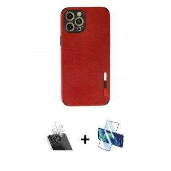 MARSİLYAN™- iPhone 12 Pro Kılıf Doruk Asil Koleksiyonu - Siyah 3D Antistatik Seramik Nano Ekran Koruyucu + Kamera Lens Koruma Cam - SF