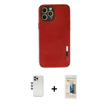 MARSİLYAN™- iPhone 12 Pro Kılıf Doruk Asil Koleksiyonu - Siyah 6D Mat Seramik Hayalet Nano Ekran Koruyucu + Shine Kamera Lens - GS